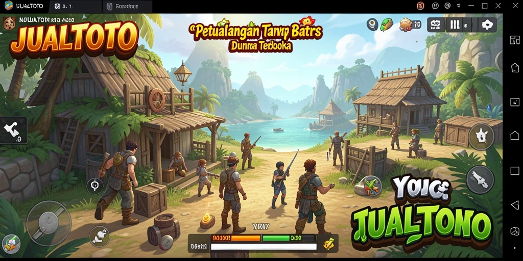 Screenshot gameplay JUALTOTO dalam dunia terbuka yang luas.